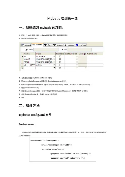 Mybatis培训第一课