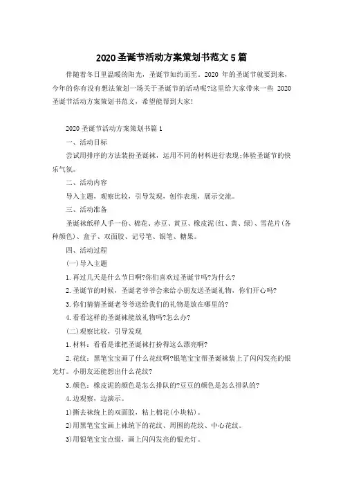 2020圣诞节活动方案策划书范文5篇