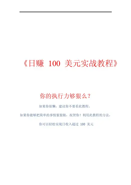 日赚100美元实战教程 王通编写