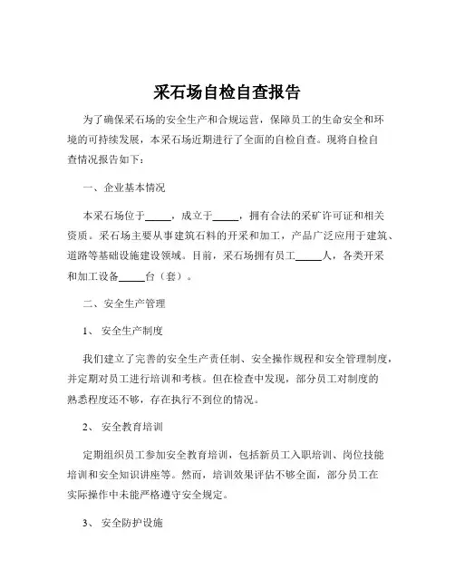 采石场自检自查报告