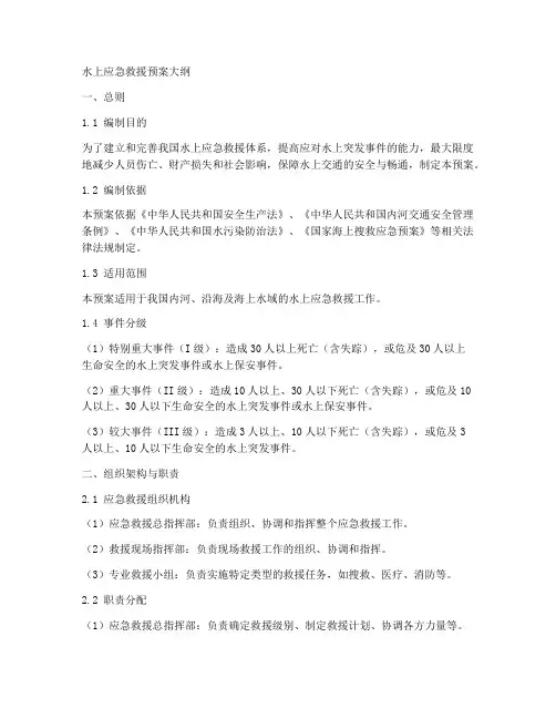 水上应急救援预案大纲