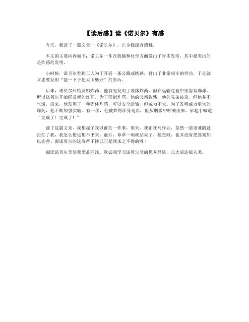 【读后感】读《诺贝尔》有感
