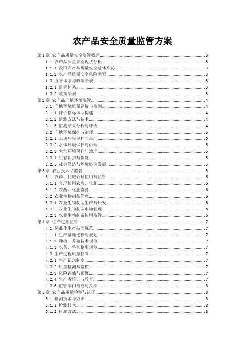 农产品安全质量监管方案
