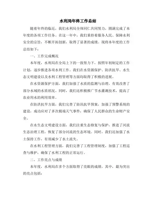 水利局年终工作总结