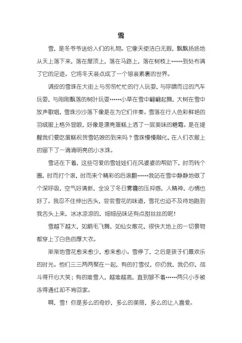 六年级作文：雪作文500字_4
