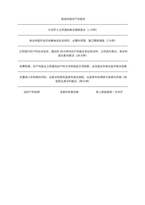 高危妊娠孕产妇急诊绿色通道服务流程