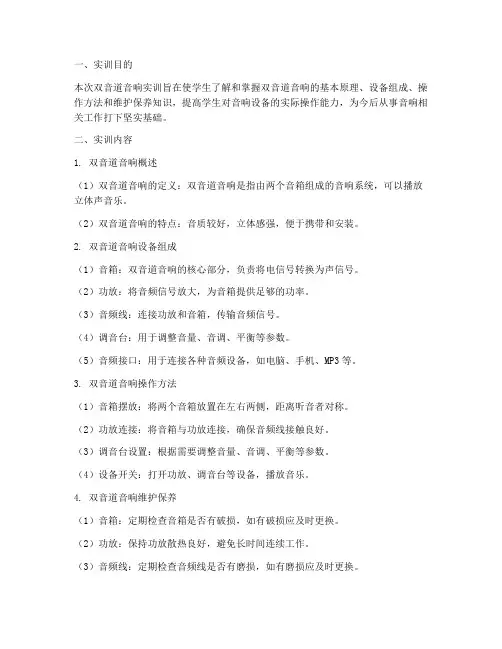 双音道音响实训报告