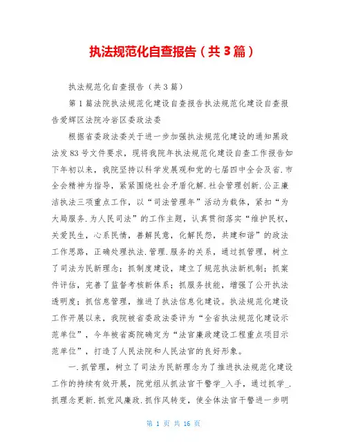 执法规范化自查报告(共3篇)