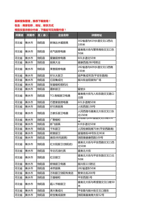 新版河北省衡水市饶阳县厨卫电器企业公司商家户名录单联系方式地址大全35家