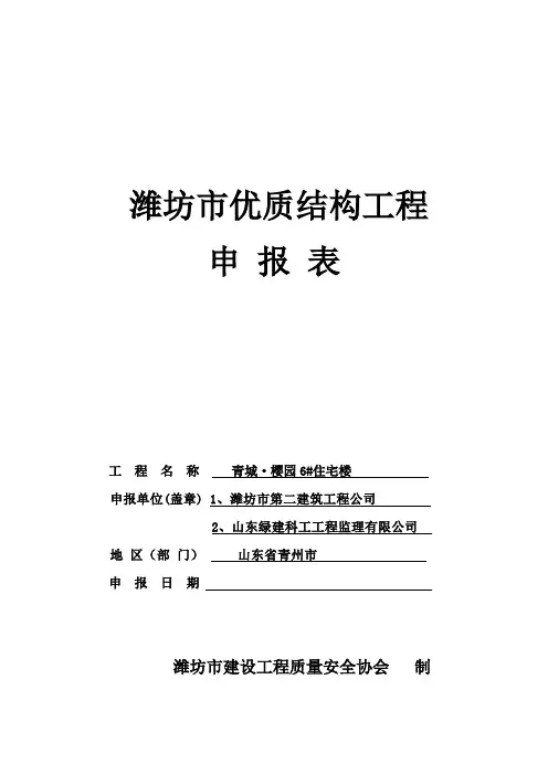 优质结构工程申报表