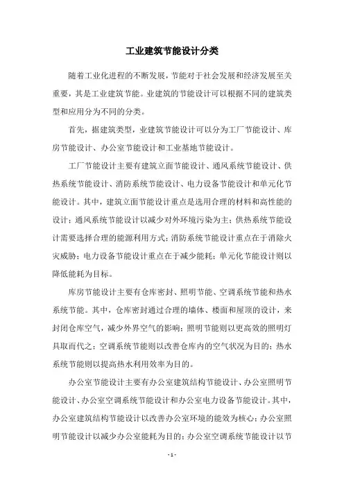 工业建筑节能设计分类