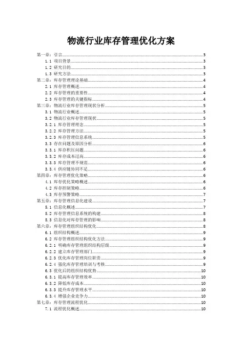 物流行业库存管理优化方案