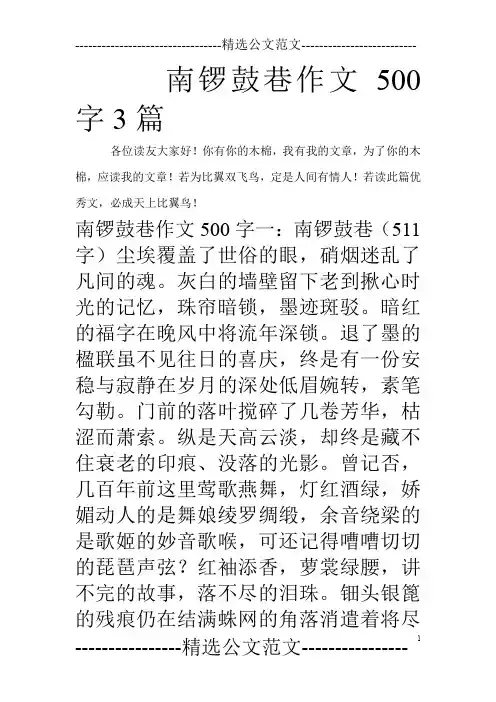 南锣鼓巷作文500字3篇_0