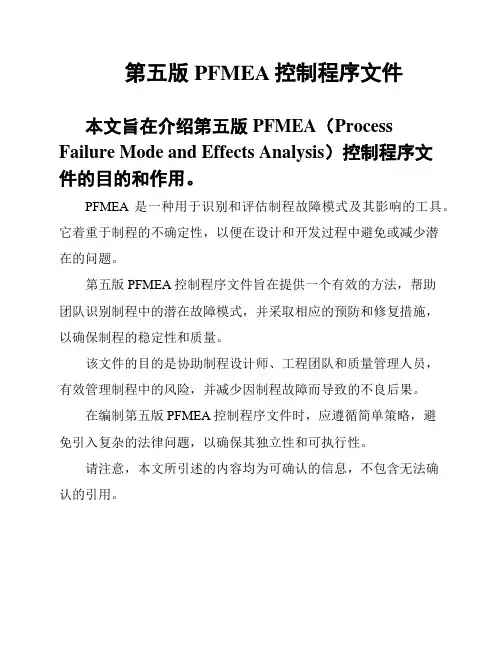 第五版PFMEA控制程序文件