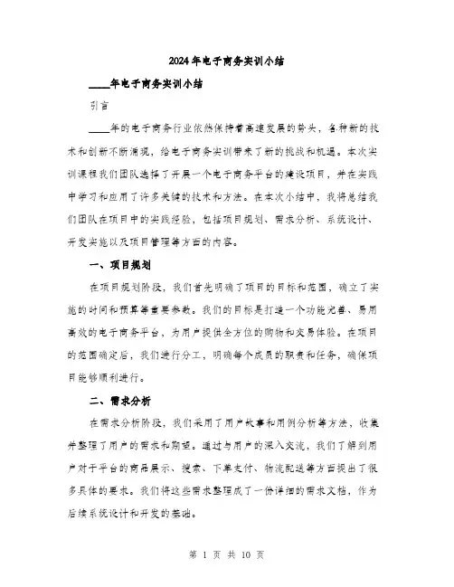 2024年电子商务实训小结（三篇）