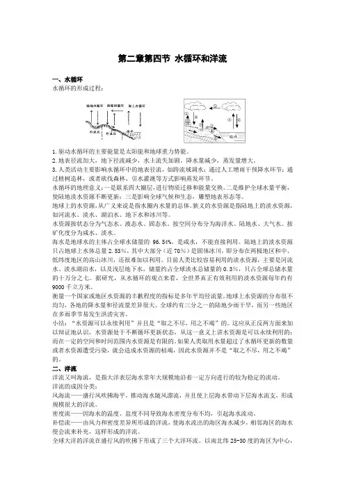 高中地理备课参考 水循环和洋流