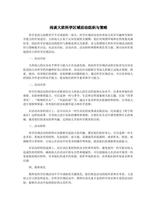 浅谈大班科学区域活动组织与策略