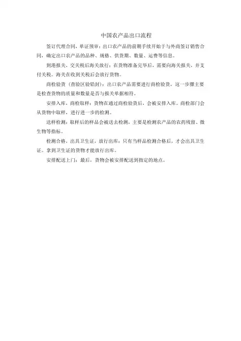 中国农产品出口流程