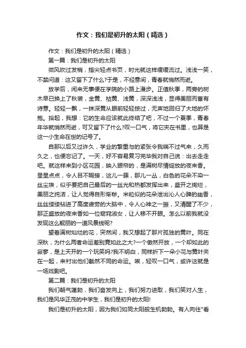 作文：我们是初升的太阳（精选）