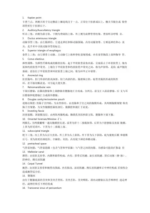 人体解剖学名词解释