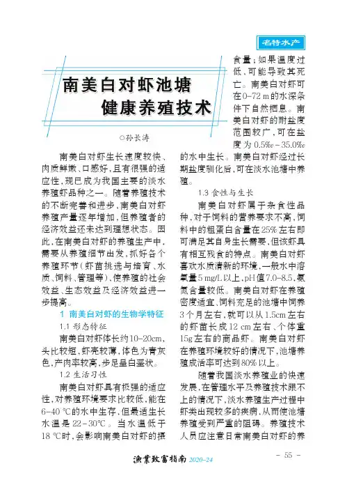 南美白对虾池塘健康养殖技术