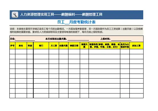 员工月度考勤统计表