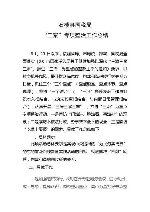 “三察”专项整治工作总结