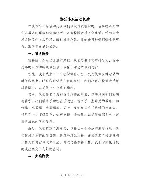器乐小组活动总结