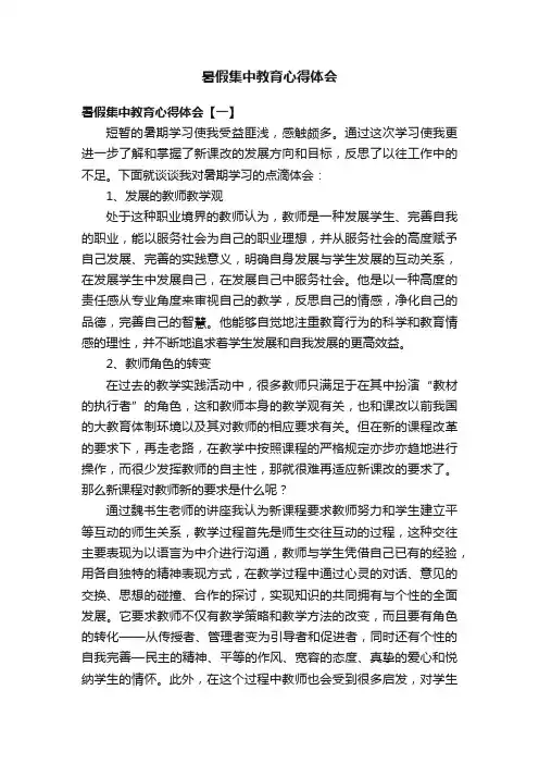 暑假集中教育心得体会