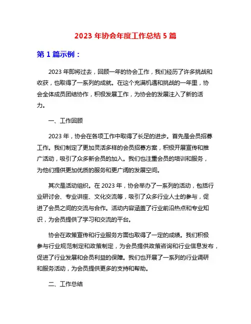 2023年协会年度工作总结5篇