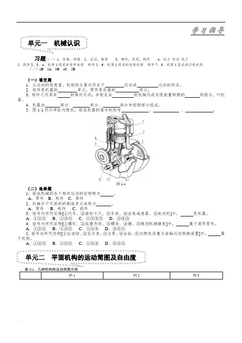 机械设计基础复习题(附答案)