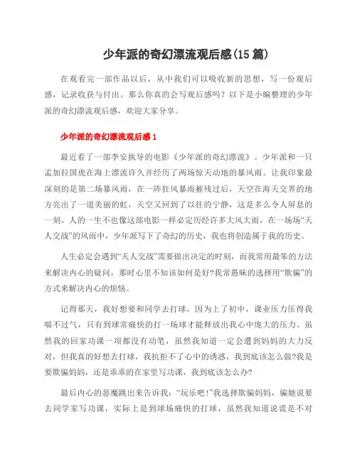 少年派的奇幻漂流观后感(15篇)