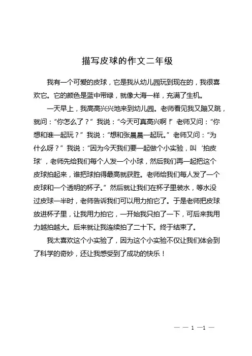 描写皮球的作文二年级