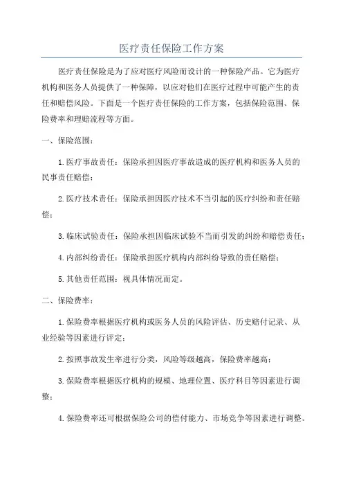 医疗责任保险工作方案