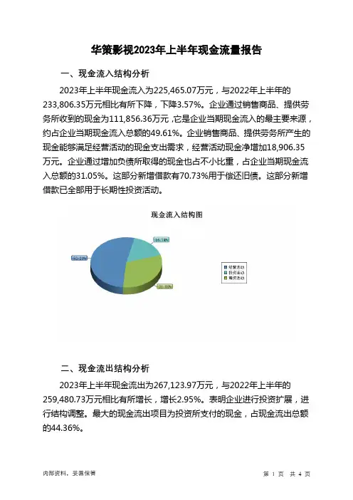 300133华策影视2023年上半年现金流量报告