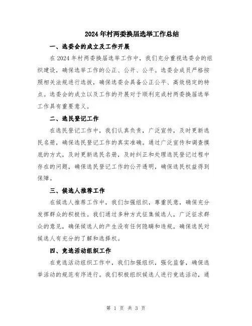 2024年村两委换届选举工作总结