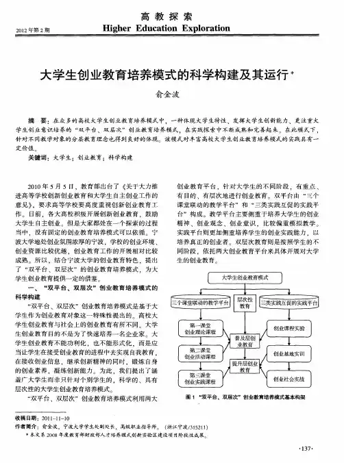 大学生创业教育培养模式的科学构建及其运行