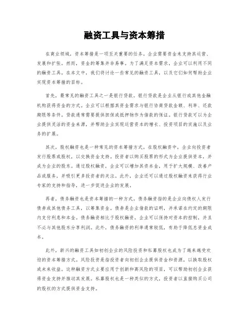 融资工具与资本筹措