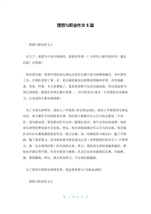 理想与职业作文5篇