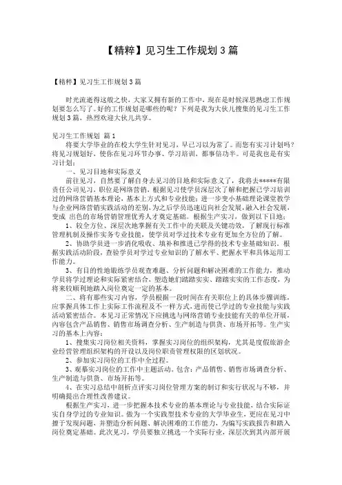 【精粹】见习生工作规划3篇