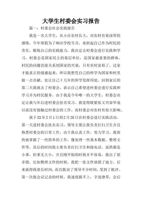 大学生村委会实习报告