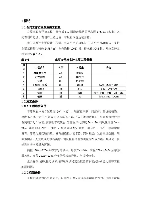 右岸边坡开挖支护施工方案分解