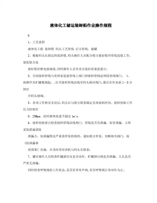 液体化工储运装卸船作业操作规程