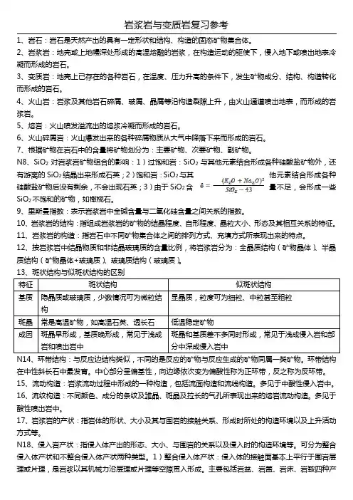 岩浆岩与变质岩复习资料