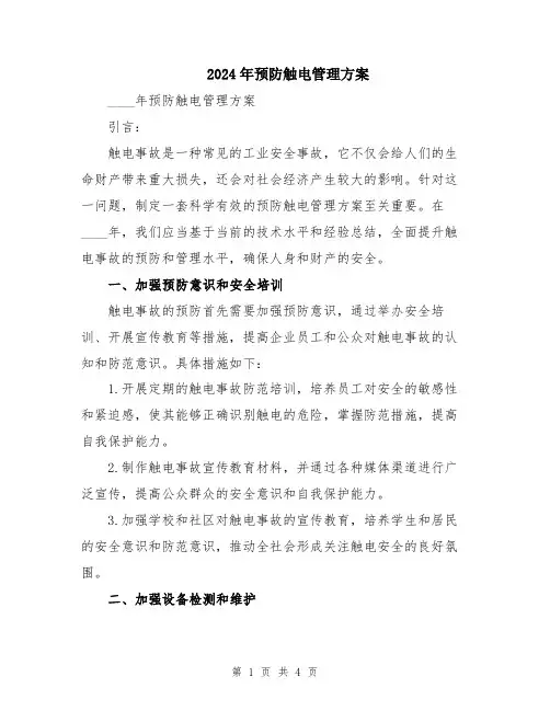 2024年预防触电管理方案