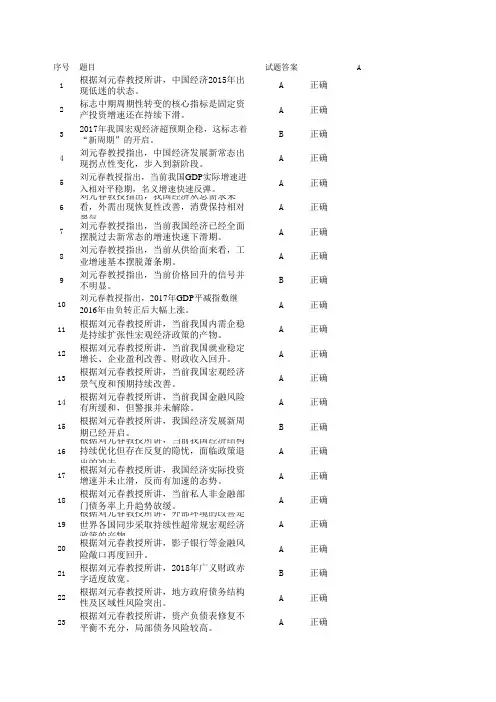 【2018年武汉继教】新常态迈向新阶段的中国宏观经济(试卷答案)