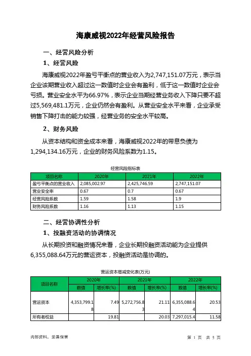 002415海康威视2022年经营风险报告