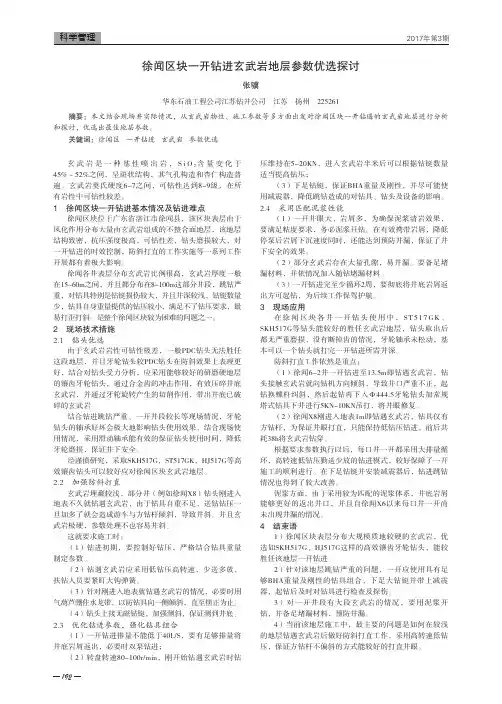 徐闻区块一开钻进玄武岩地层参数优选探讨