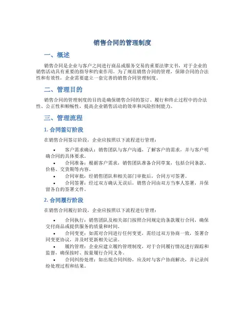 销售合同的管理制度