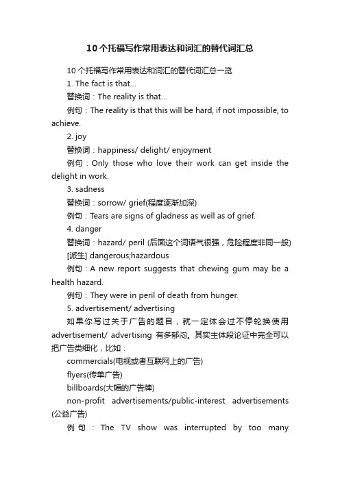 10个托福写作常用表达和词汇的替代词汇总